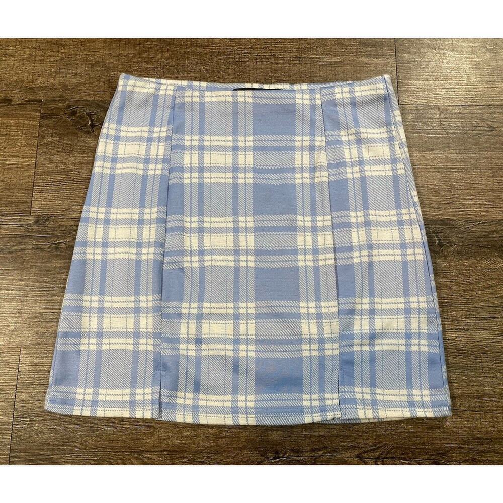 Hesperus Retro 90s Plaid Mini Skirt Blue Stretch Clueless Size M